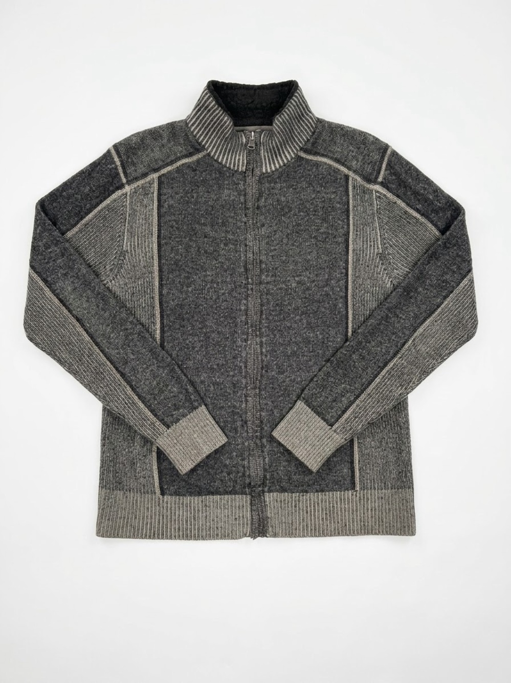 BKE Men's Charcoal & Light Gray Full-Zip Knit Sweater